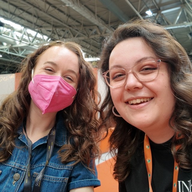 Such a happy snap with @lifeofpippa taken at Naidex. Pippa is always a delight to bump into and have a natter with. Hopefully we'll get to do it again soon 😍VD: Two white women, with brown wavy/curly hair, taking a selfie. They're both smiling at the camera. The woman on the left is wearing a pink mask, while the one on the right has pink glasses.