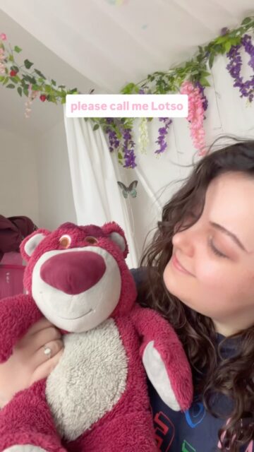 After not keeping up with my curly girl routine for a while, Umberto Giannini have brought out a strawberry scented collection and it’s safe to say, I will be smelling as good as Lotso for the rest of the summer. Did you know on the plushie version his stomach is scented just like in Toy Story?!Not an ad. Purchased by me.VD: A white woman with brown hair. In the first clip she has no makeup on and her hair is straight and dirty. In the second clip she uses the products mentioned and her hair is wavy/curly and she’s holding a Lotso bear toy.